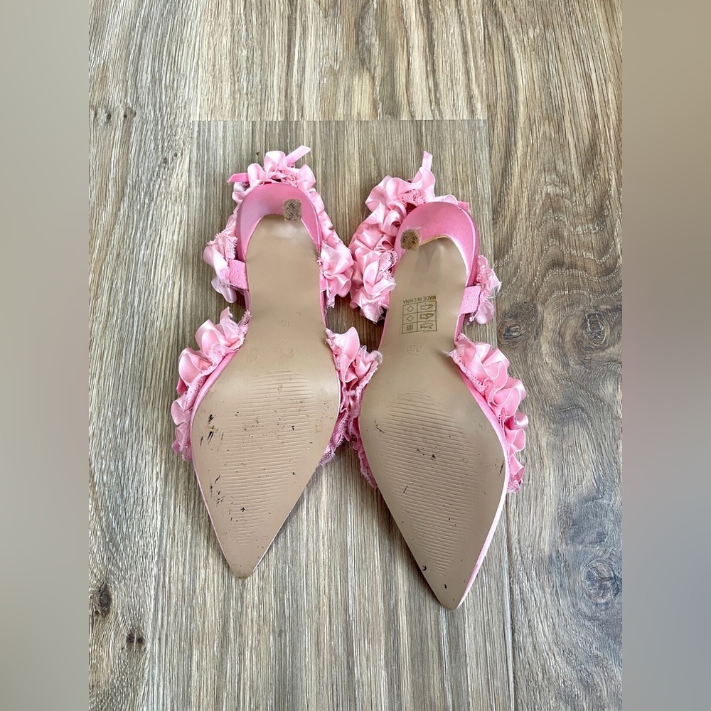 CUCCOO HITCHD Valentines Day Lace Detail Thin Heeled Slingback Sandals Size 6/36 - Picture 10 of 13